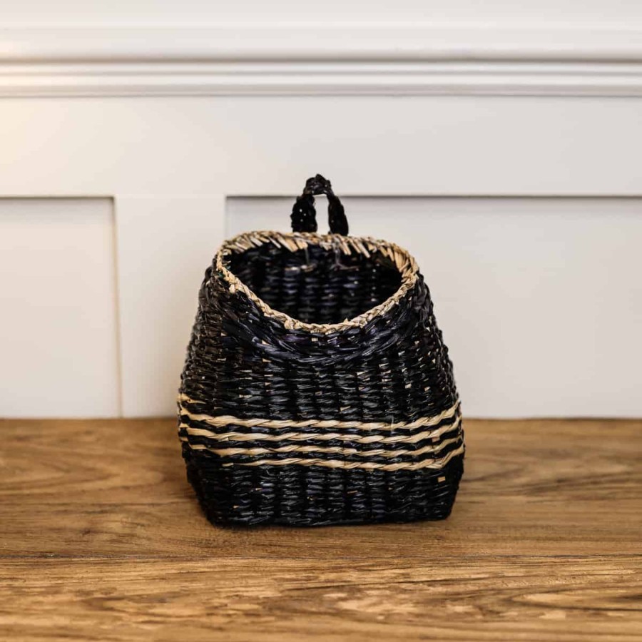 Home Accessories Chic Antique View All Home Accessories | Chic Antique Black Basket With Stripes - Small