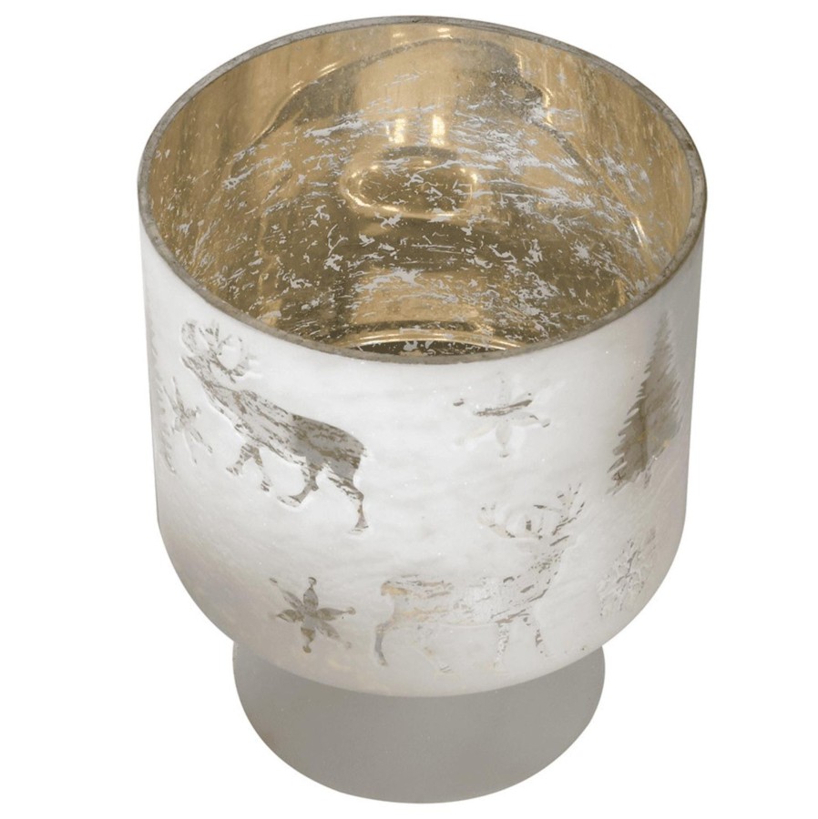 Home Accessories Silver Mushroom Christmas View All Home Accessories | Silver Mushroom Label White Reindeer Snowflake Candle Holder