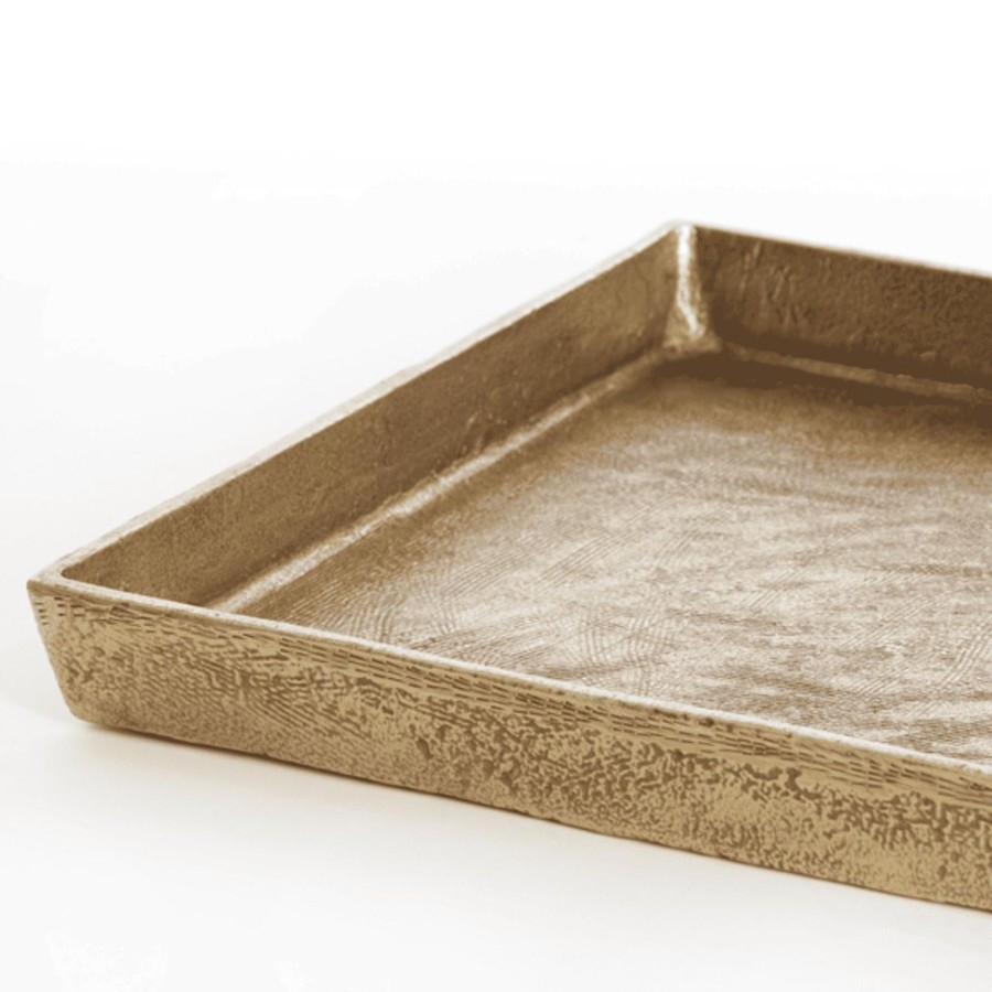 Home Accessories Light and Living View All Home Accessories | Zev Antique Brass Rectangular Tray 46X36X4Cm