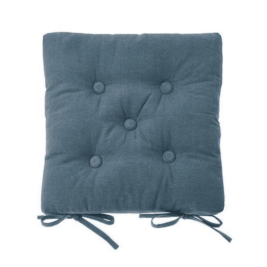 Home Accessories Walton & Co Cushions | Walton & Co Suffolk Slate Blue 100% Cotton Seat Pad