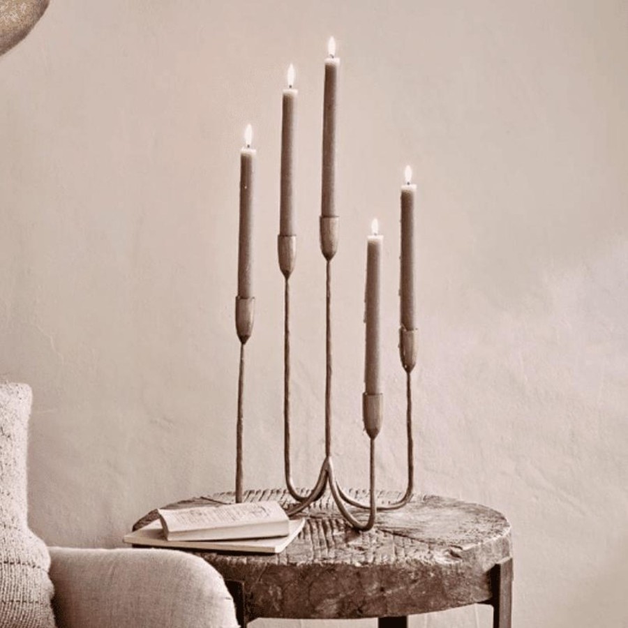 Home Accessories Nkuku View All Home Accessories | Nkuku Mbata Small Cluster Candelabra - Antique Brass