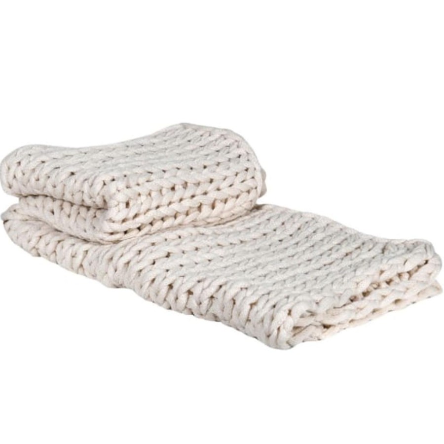 Home Accessories Silver Mushroom Blankets & Throws | Silver Mushroom Label Oatmeal Chunky Knit Blanket