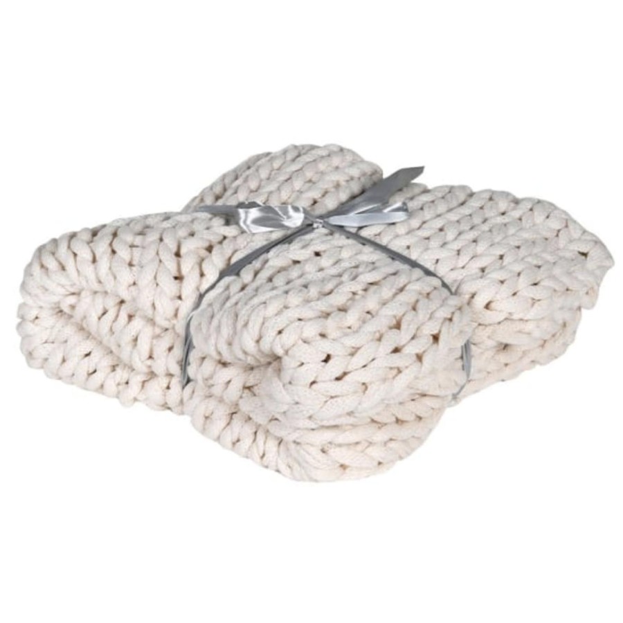 Home Accessories Silver Mushroom Blankets & Throws | Silver Mushroom Label Oatmeal Chunky Knit Blanket