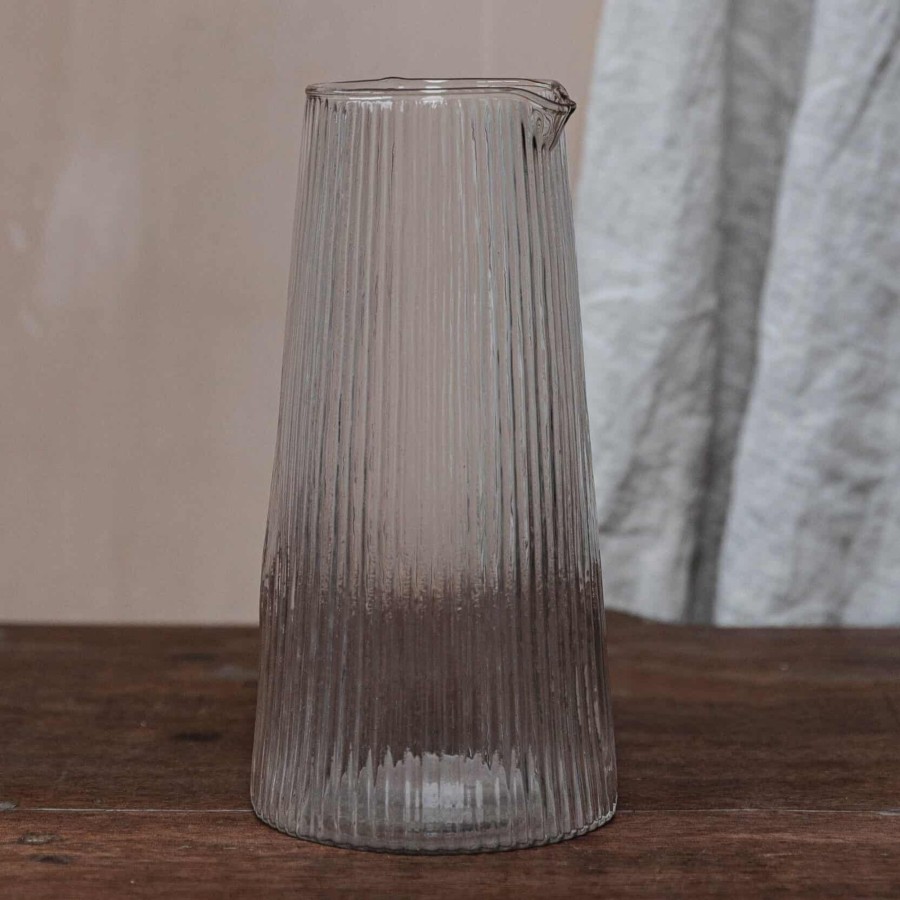 Kitchenware Morgan wright Kitchen Accesories | Morgan Wright Ribbed Tapered Glass Jug Clear