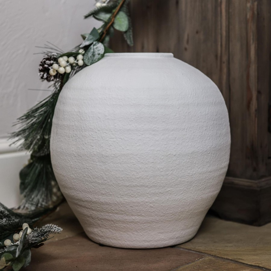 Home Accessories Silver Mushroom Christmas View All Home Accessories | Silver Mushroom Penelope Round Textured Vase - Pure White