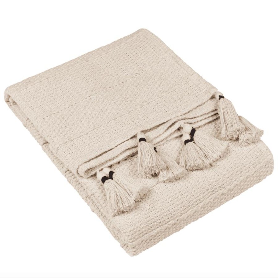 Home Accessories Riva Home Blankets & Throws | The Linen Yard Caliche Woven Tasselled Throw Natural