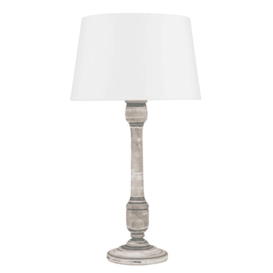 Lighting Pacific Table Lamps | Captiva Vintage Grey And White Wash Mango Wood Table Lamp