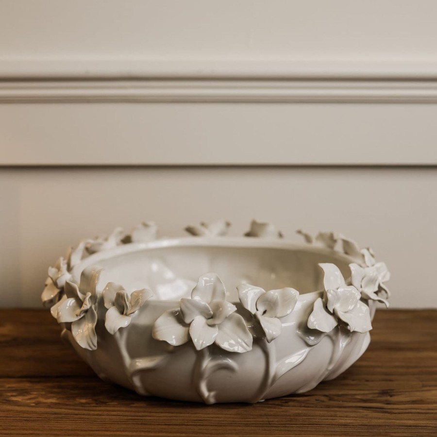 Home Accessories Silver Mushroom Bowls, Vases & Ornaments | Silver Mushroom Label White Flower Bowl