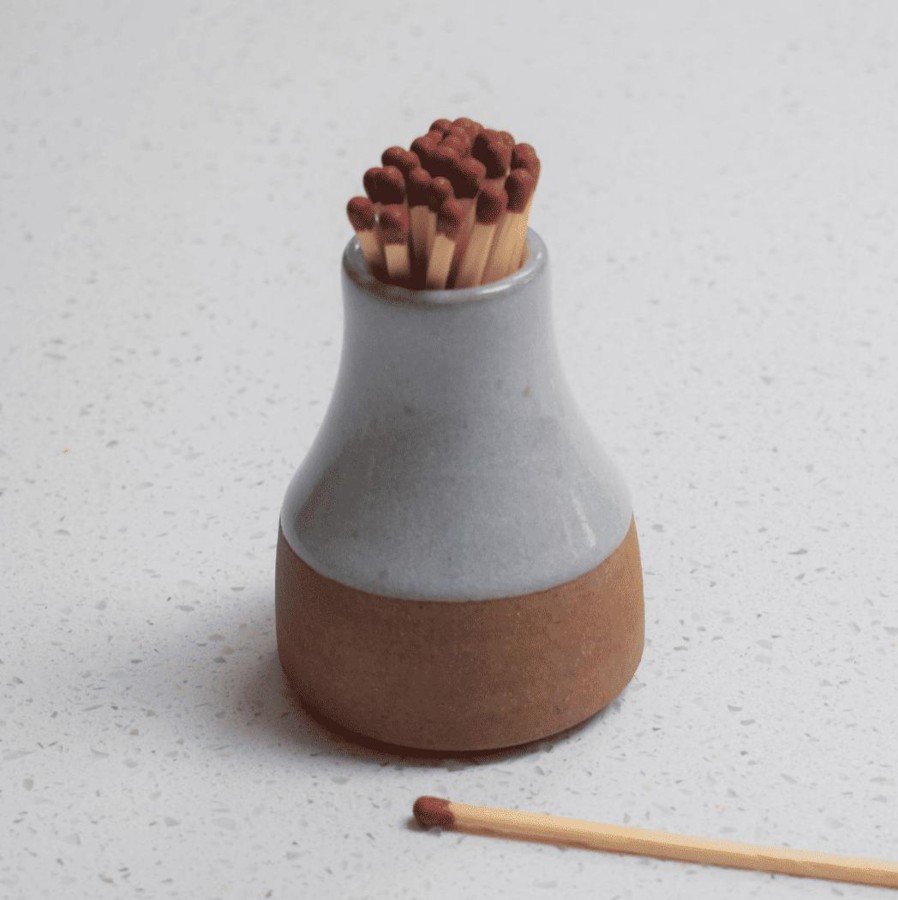 Home Accessories Morgan Wright View All Home Accessories | Morgan Wright Milk Bottle Match Striker And Matches - Eggshell Blue