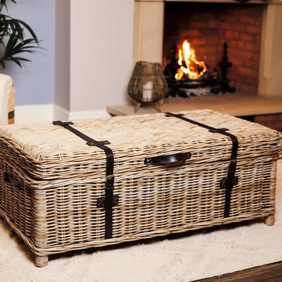 Furniture Silver Mushroom Ottomans & Trunks | Silver Mushroom Label Wicker Basket Coffee Table