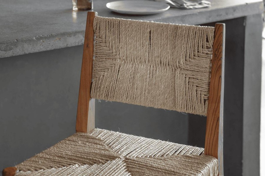 Furniture Nkuku Stools & Bar Stools | Nkuku Lohanda Acacia & Munja Grass Counter Chair Natural