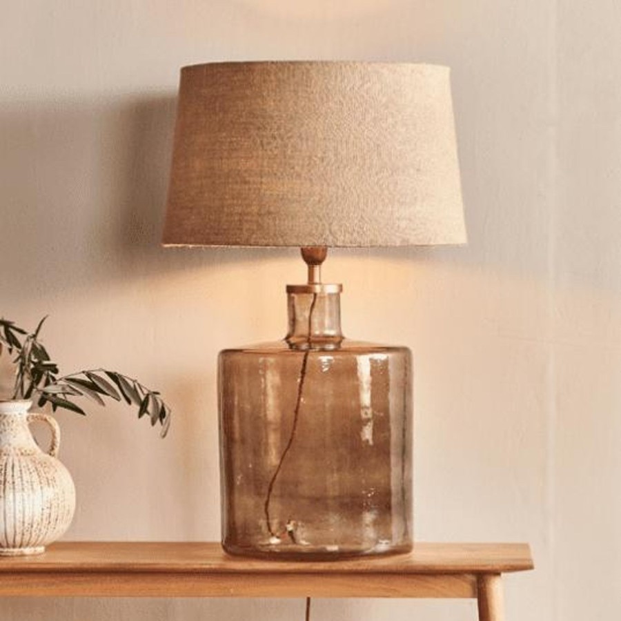 Lighting Nkuku Table Lamps | Nkuku Edina Recycled Glass Table Lamp Large Smoke Brown