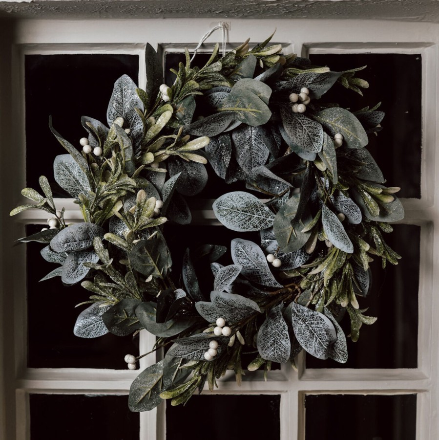 Home Accessories Silver Mushroom Christmas View All Home Accessories | Silver Mushroom Label Frosted Eucalyptus Wreath