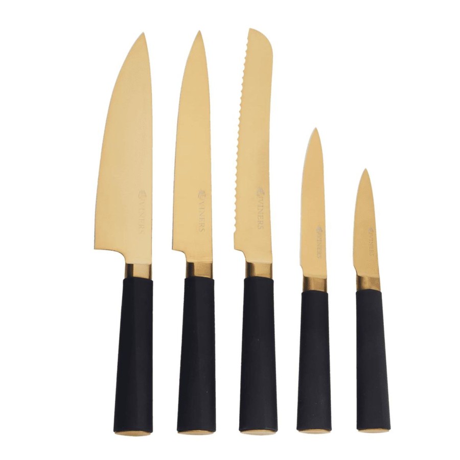 Kitchenware Viners Knives & Knife Blocks | Viners Titan Gold Knife Block