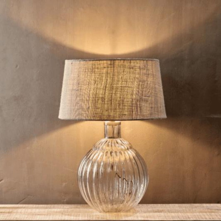 Lighting Nkuku Table Lamps | Nkuku Varanisi Wide Glass Lamp Clear