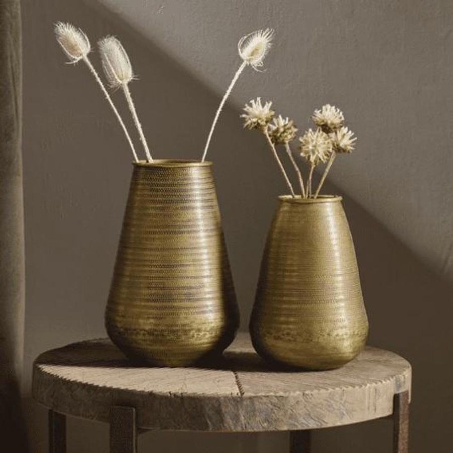 Home Accessories Nkuku View All Home Accessories | Nkuku Batnan Wide Vase - Small Antique Brass