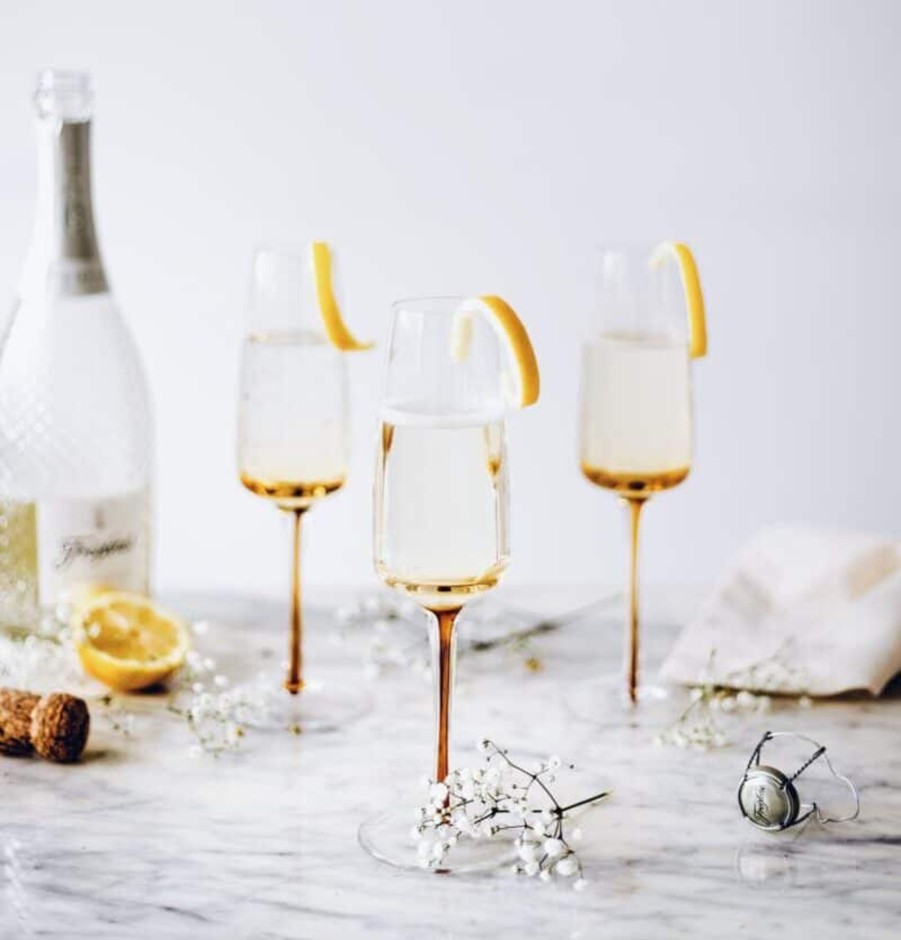 Kitchenware Broste Copenhagen Glassware & Barware | Broste Copenhagen Amber Champagne Glass - Set Of Four