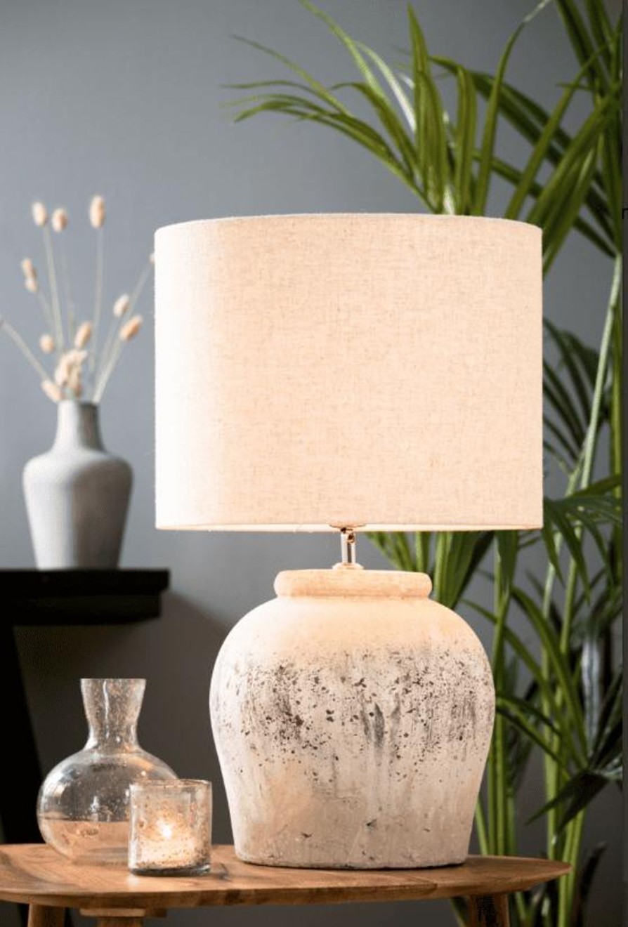 Lighting Light & Livng Table Lamps | Silver Mushroom Etna Lamp Base Antique Grey