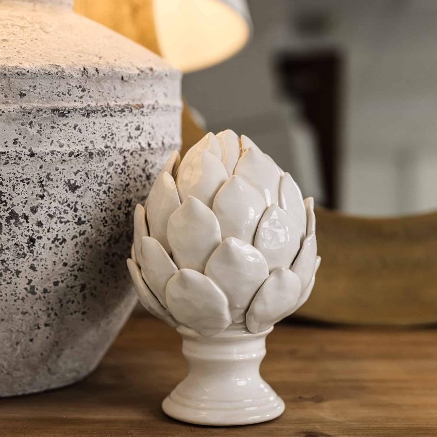 Home Accessories Silver Mushroom Christmas View All Home Accessories | Silver Mushroom Label White Ceramic Artichoke On Stand