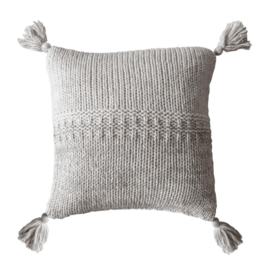 Home Accessories Silver Mushroom Christmas Cushions | Silver Mushroom Cosy Knitted Oatmeal Cushion