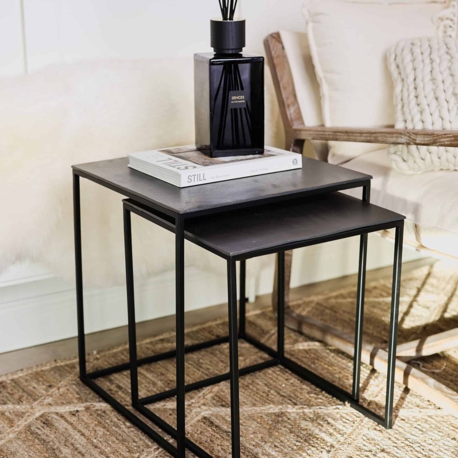 Furniture Light & Living Side Tables | Silver Mushroom Banos Nest Of 2 Tables