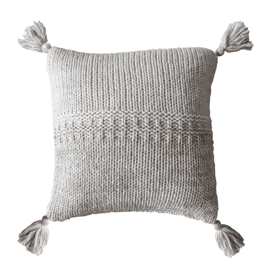 Home Accessories Silver Mushroom Cushions | Silver Mushroom Textured Cotton Cushion