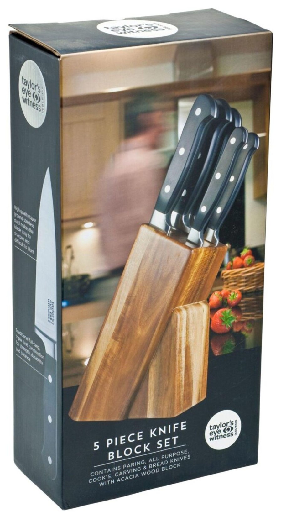 Kitchenware Taylors Eye Witness Knives & Knife Blocks | Taylor'S Eye Witness 5Pc Acacia Knife Block Set