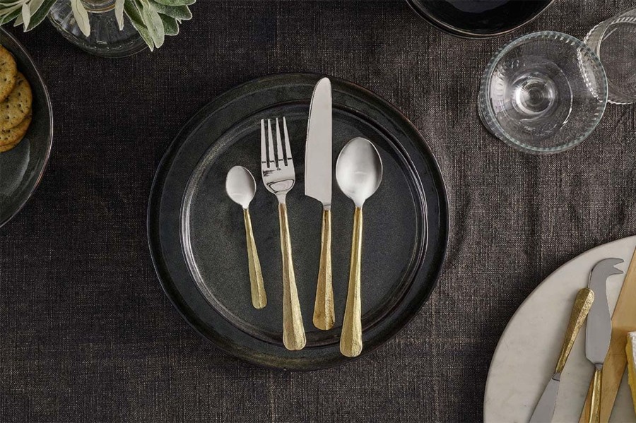 Kitchenware Nkuku Tabletop | Nkuku Usa 16 Piece Cutlery Set - Rustic Brushed Gold