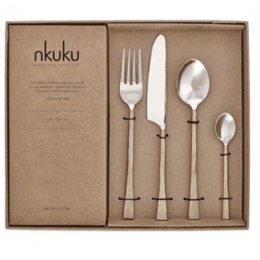 Kitchenware Nkuku Tabletop | Nkuku Usa 16 Piece Cutlery Set - Rustic Brushed Gold