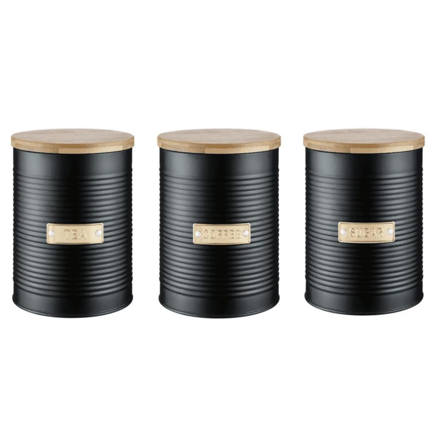 Kitchenware Typhoon Living Kitchen Storage | Typhoon Living Otto Black Tea Coffee Sugar Set