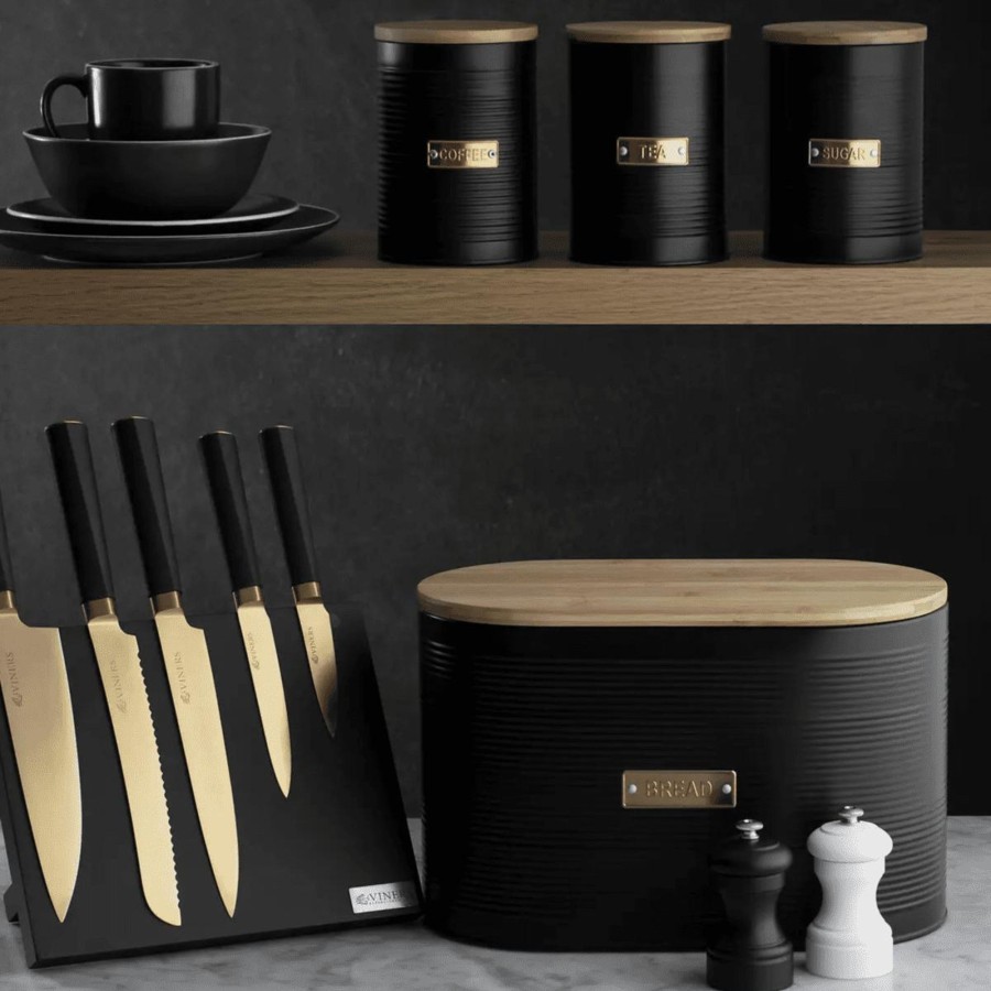 Kitchenware Typhoon Living Kitchen Storage | Typhoon Living Otto Black Tea Coffee Sugar Set