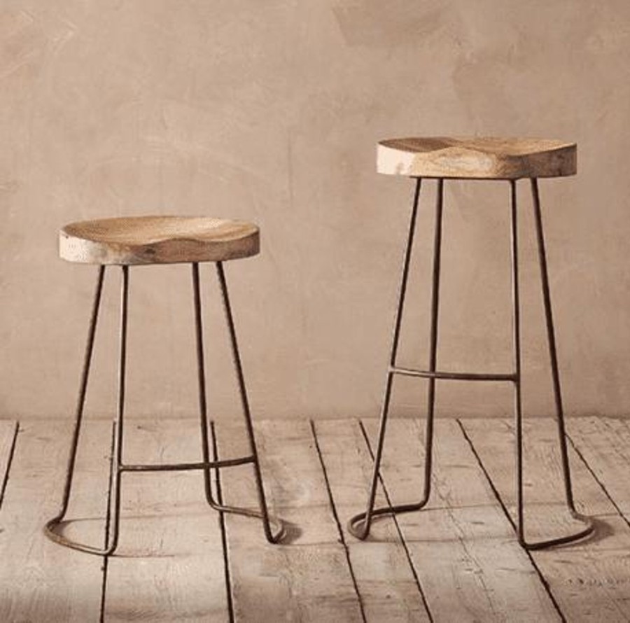 Furniture Nkuku Stools & Bar Stools | Nkuku Loko Mango Wood Stool - Tall