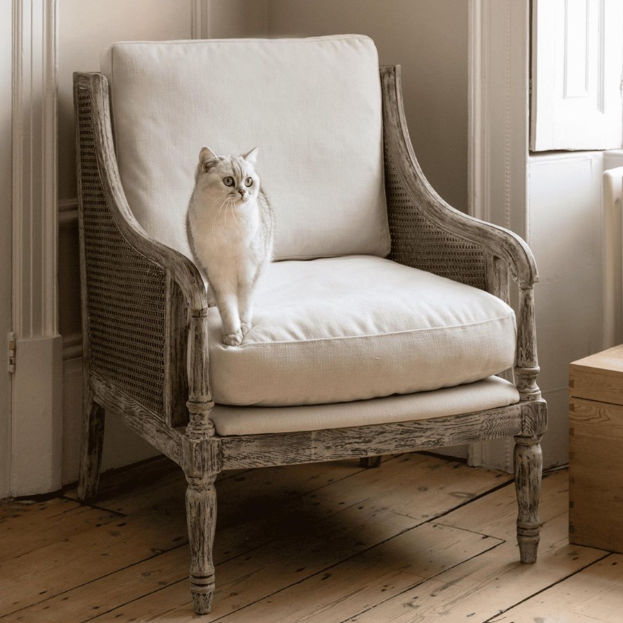 Furniture Silver Mushroom Christmas Armchairs | Silver Mushroom White Washed Rattan Armchair