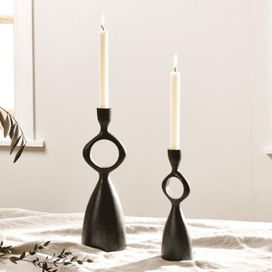 Home Accessories Nkuku View All Home Accessories | Nkuku Ooty Candlestick Holder - Large Matt Black