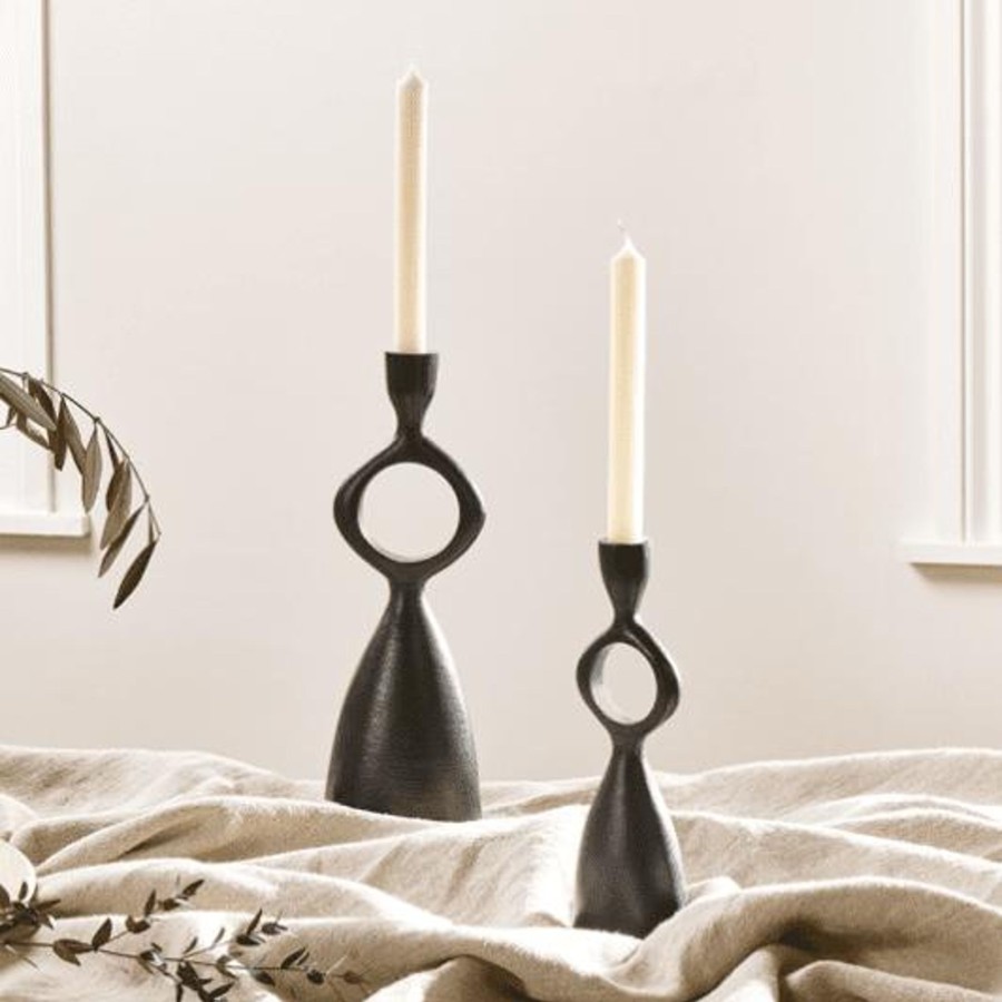 Home Accessories Nkuku View All Home Accessories | Nkuku Ooty Candlestick Holder - Small Matt Black