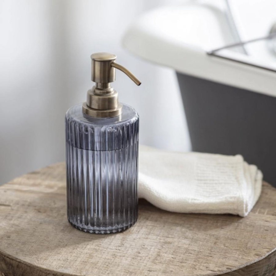 Home Accessories Nkuku View All Home Accessories | Nkuku Valeska Recycled Glass Soap Dispenser Grey Smoke