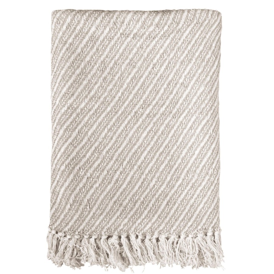 Home Accessories Chic Antique Blankets & Throws | Chic Antique Striped Throw In Latte