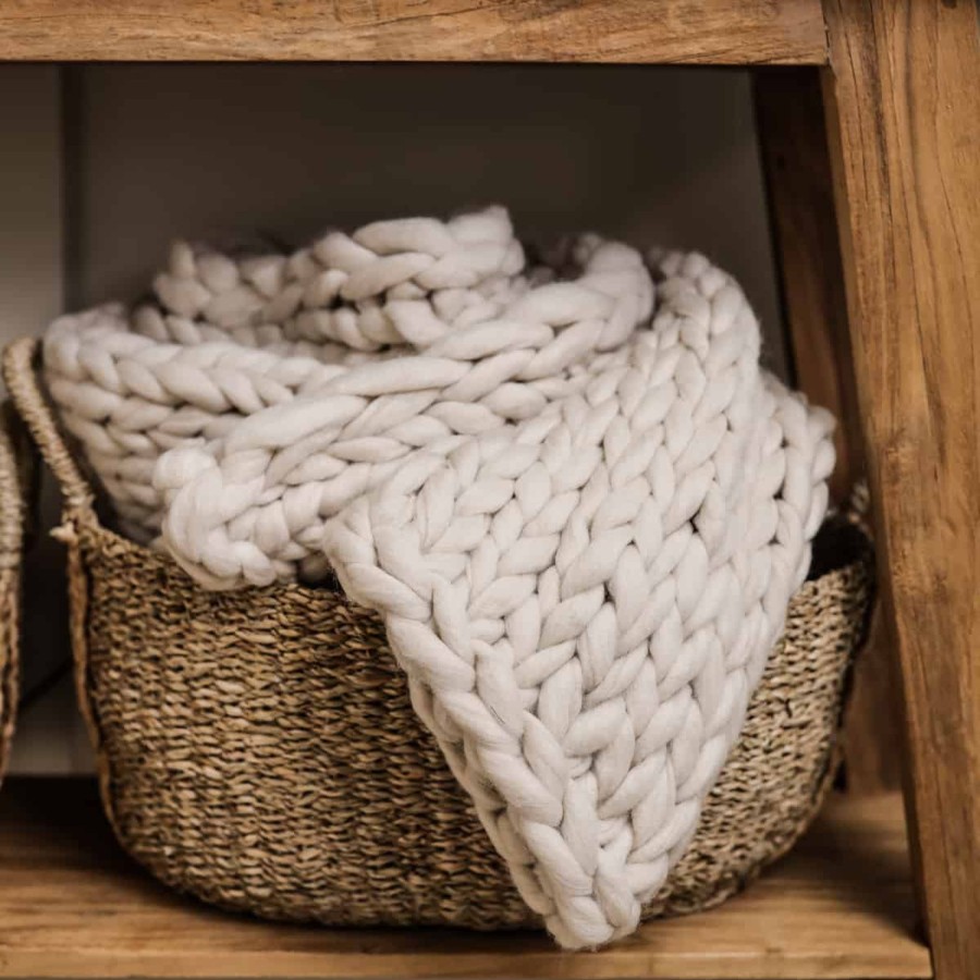 Home Accessories Silver Mushroom Blankets & Throws | Silver Mushroom Oakwood Cream Knitted Throw